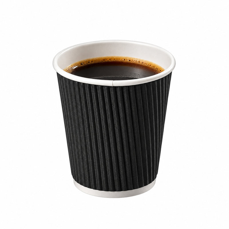 4 oz. Ripple Wall Black Paper Coffee Cup - 1000/Case