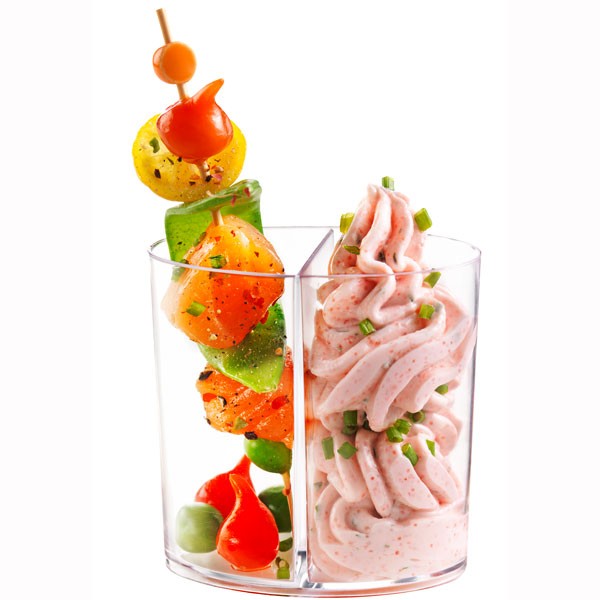 4 oz Oval Clear Plastic Duo Cup - 2 Compartments - 100/Case