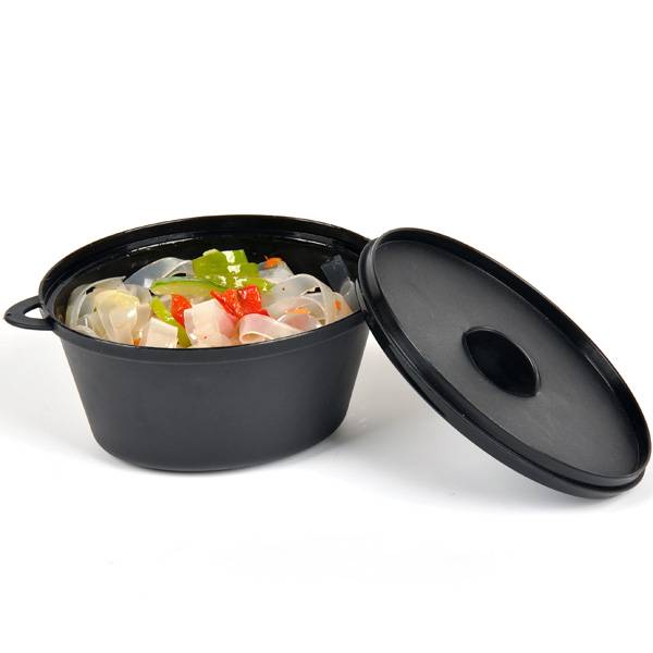 2 oz. Black Mini Plastic Cooking Pot with lid - 144/Case