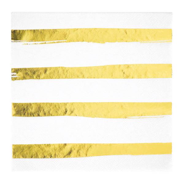 White/Gold Luncheon Paper Napkin - 16/Bag