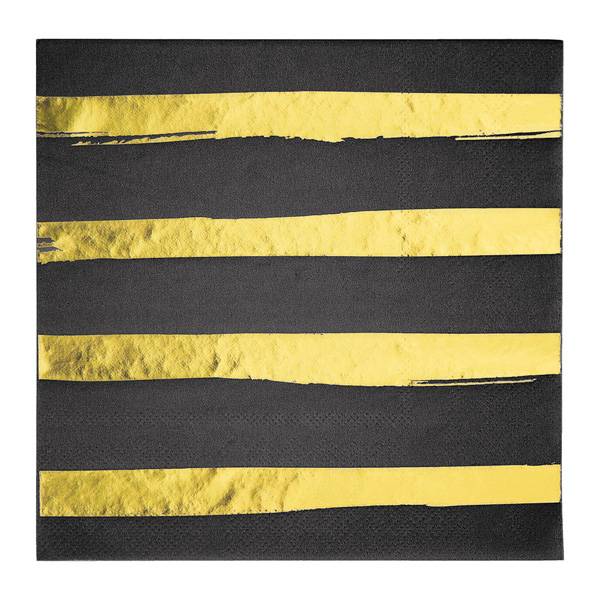 Black/Gold Luncheon Paper Napkin - 16/Bag