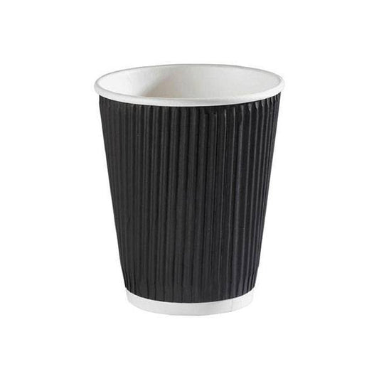 8 oz Ripple Wall Black Paper Coffee Cups