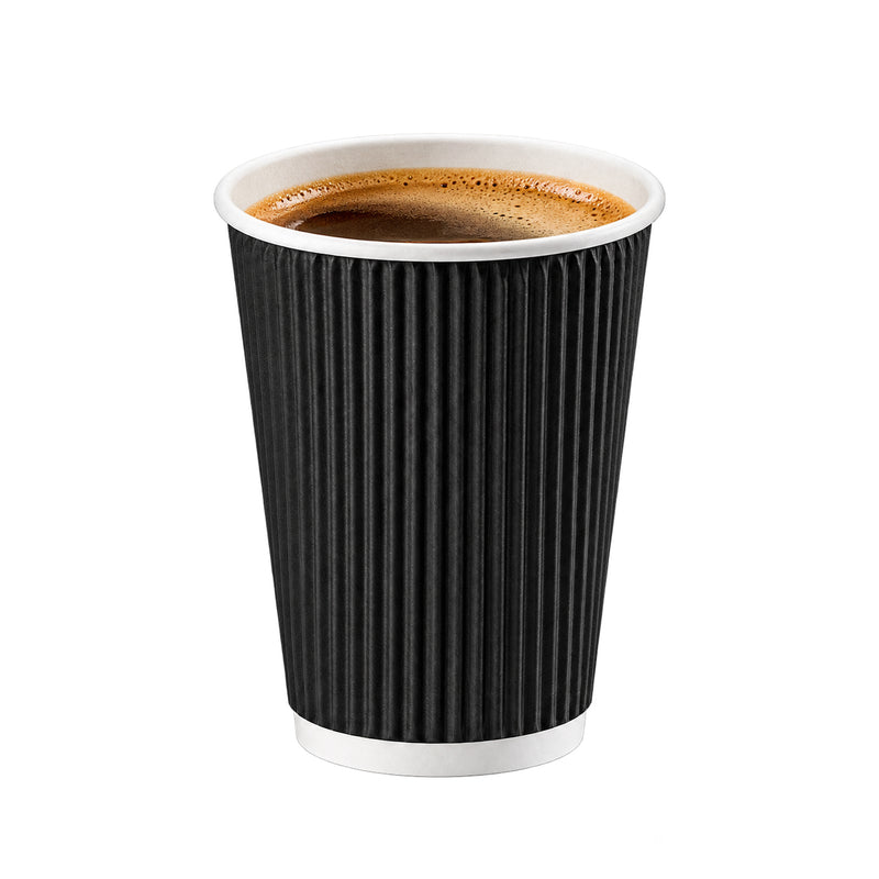 8 oz. Ripple Wall Black Paper Coffee Cup - 500/Case