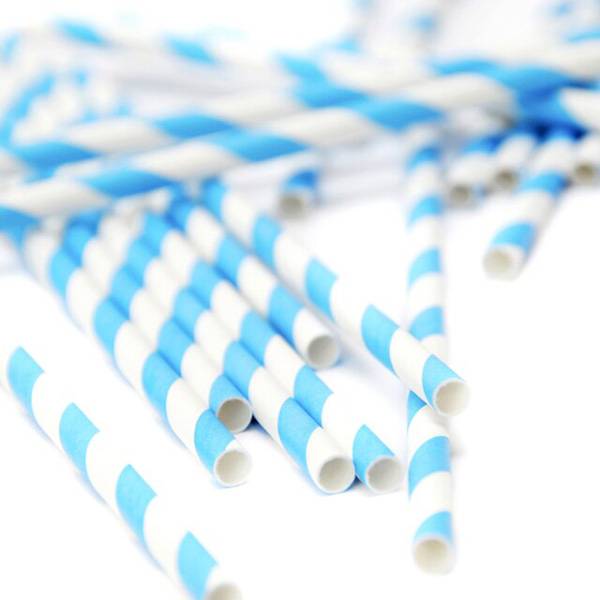 Eco Friendly Paper Straws 7.7 in. Blue 100/Bag