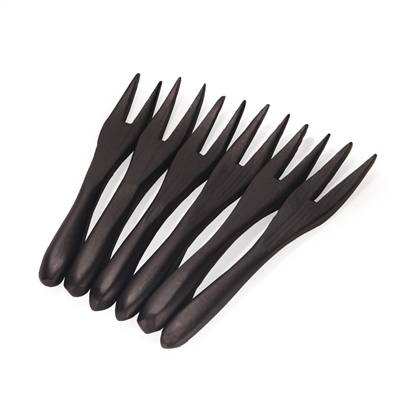 3.5" Black Natural Bamboo Fork - 100/Bag