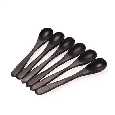3.5" Black Natural Bamboo Spoon - 100/Bag