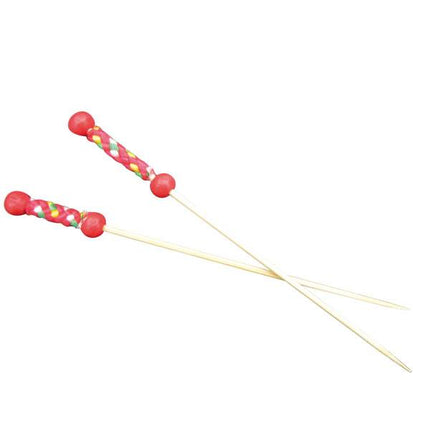 Natural  Bamboo Pearl Food Pick 4.7 in. Red - 2000/Case