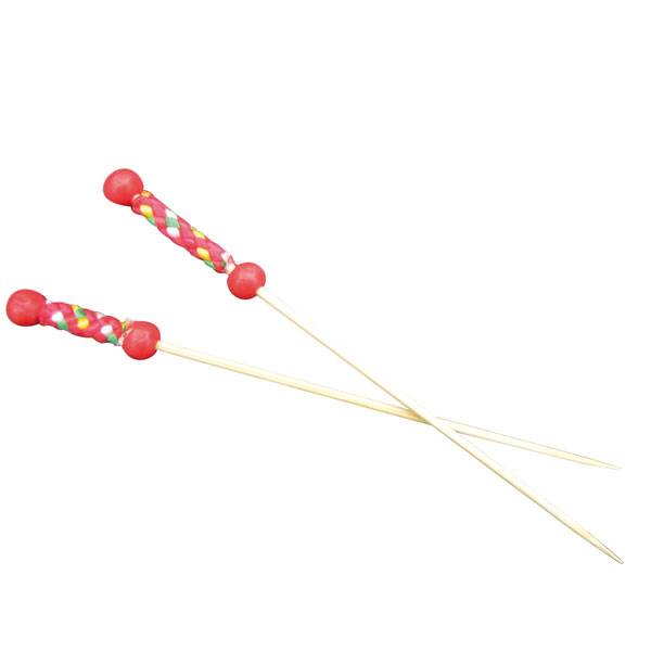 Natural  Bamboo Pearl Food Pick 4.7 in. Red - 2000/Case