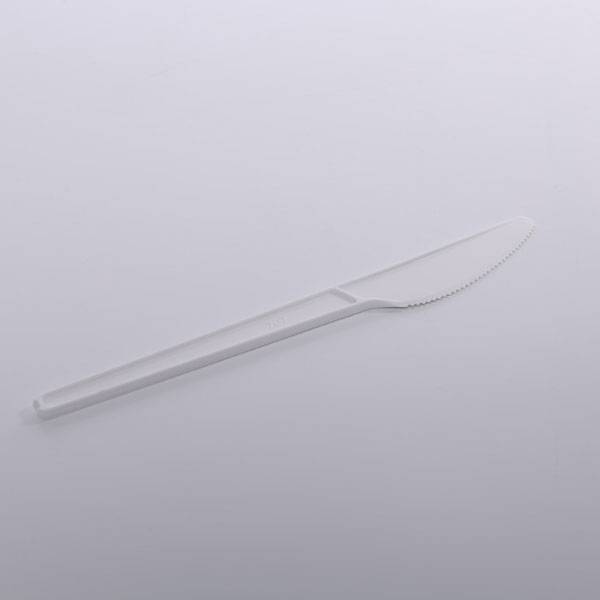 Compostable 6.5 in. White CPLA Plastic Knife - 50/Set