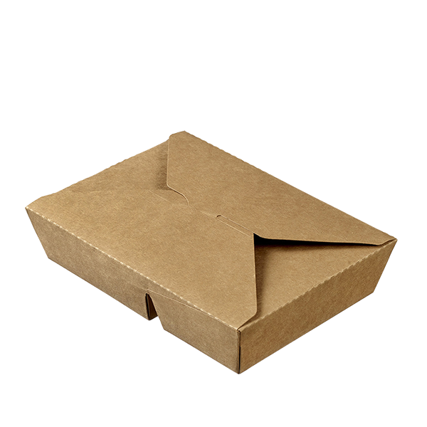 42 oz. Kraft Paper Take Out Container - 2 compartments - 200/Case