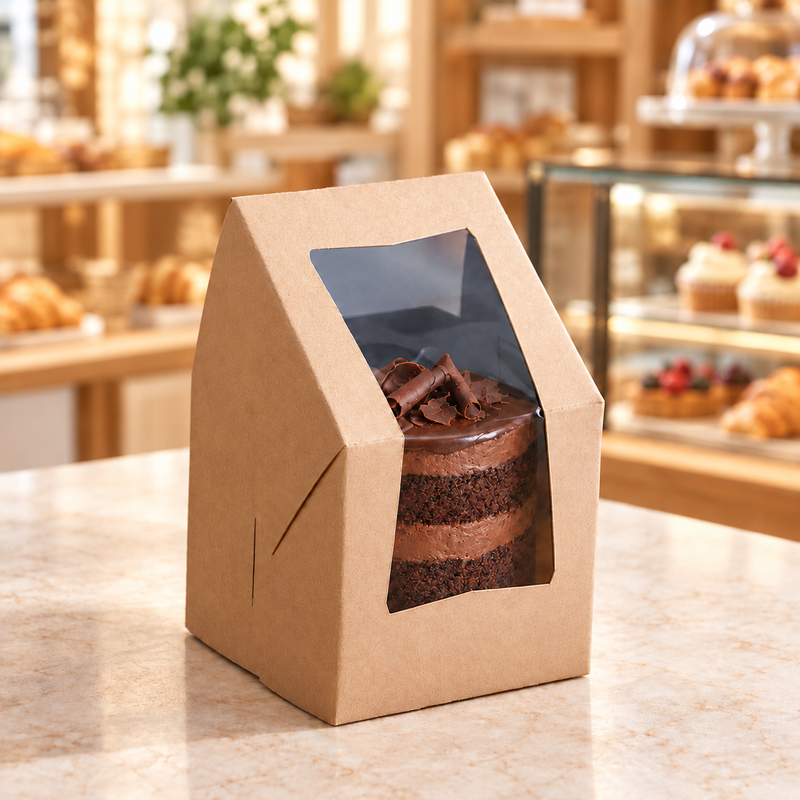 4" x 4" x 4" Kraft Window Cupcake / Bakery Box - 200/Case