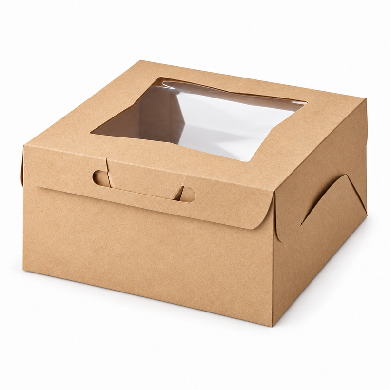 10" x 10" x 5" Kraft Window Cake / Bakery Box - 150/Case