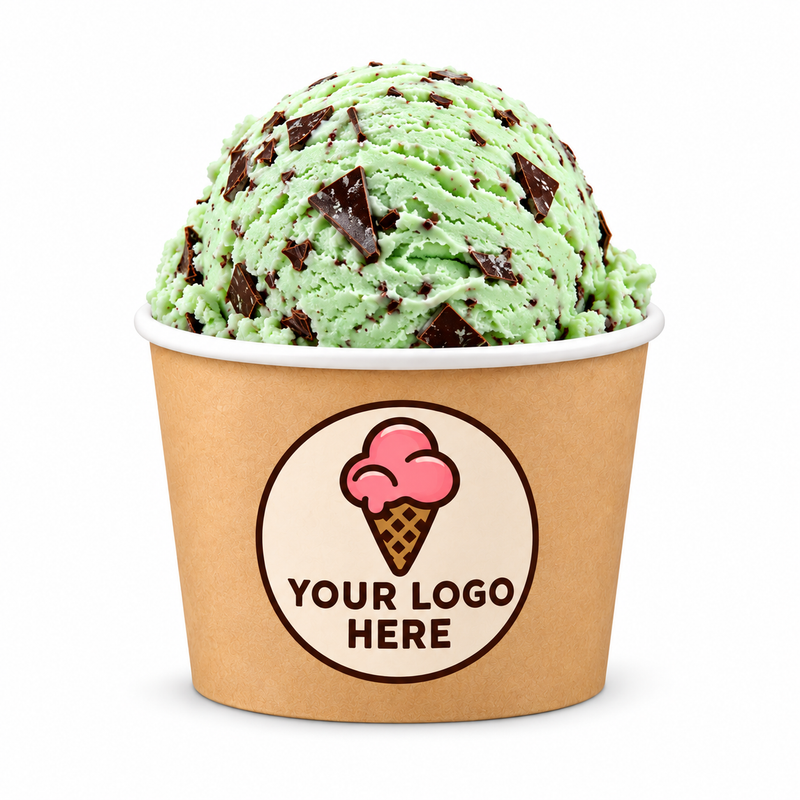 12 oz Brown/White Paper Ice Cream / Frozen Yogurt Cup - 1000/Case