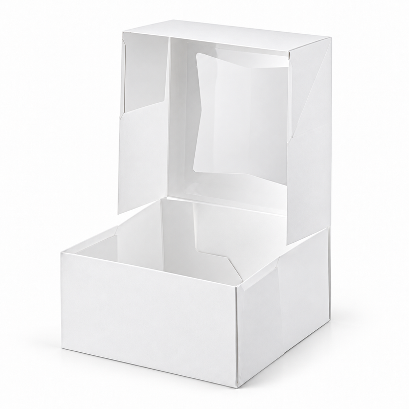 6" x 6" x 3" White Customizable Window Pie / Bakery Box - 200/Case