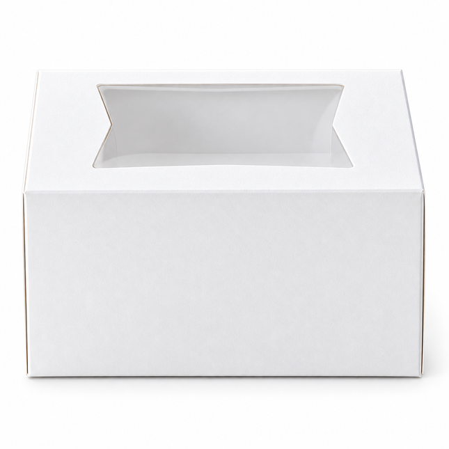 6" x 6" x 3" White Customizable Window Pie / Bakery Box - 200/Case