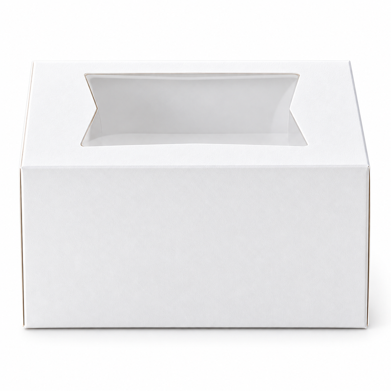 6" x 6" x 3" White Customizable Window Pie / Bakery Box - 200/Case