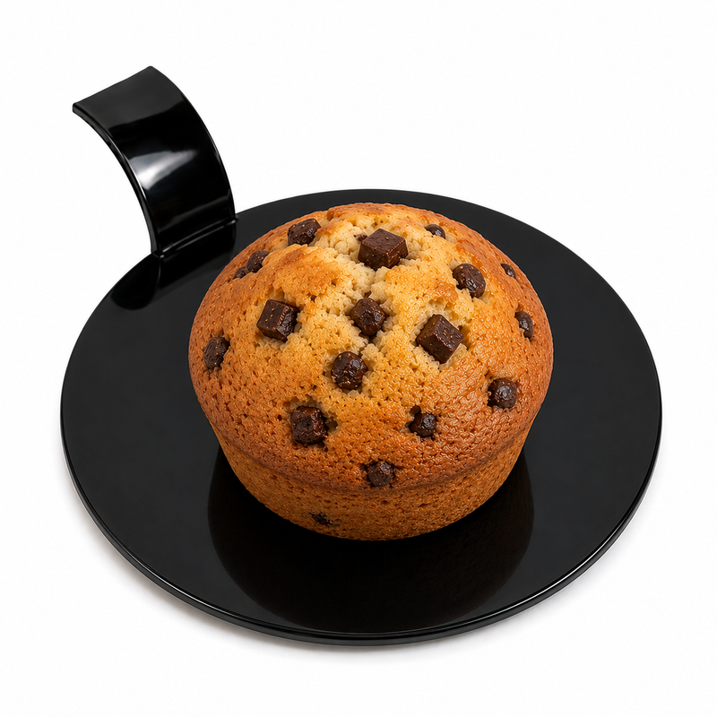Round Black Recyclable Single Serve Dessert Board with tab - 100/Case