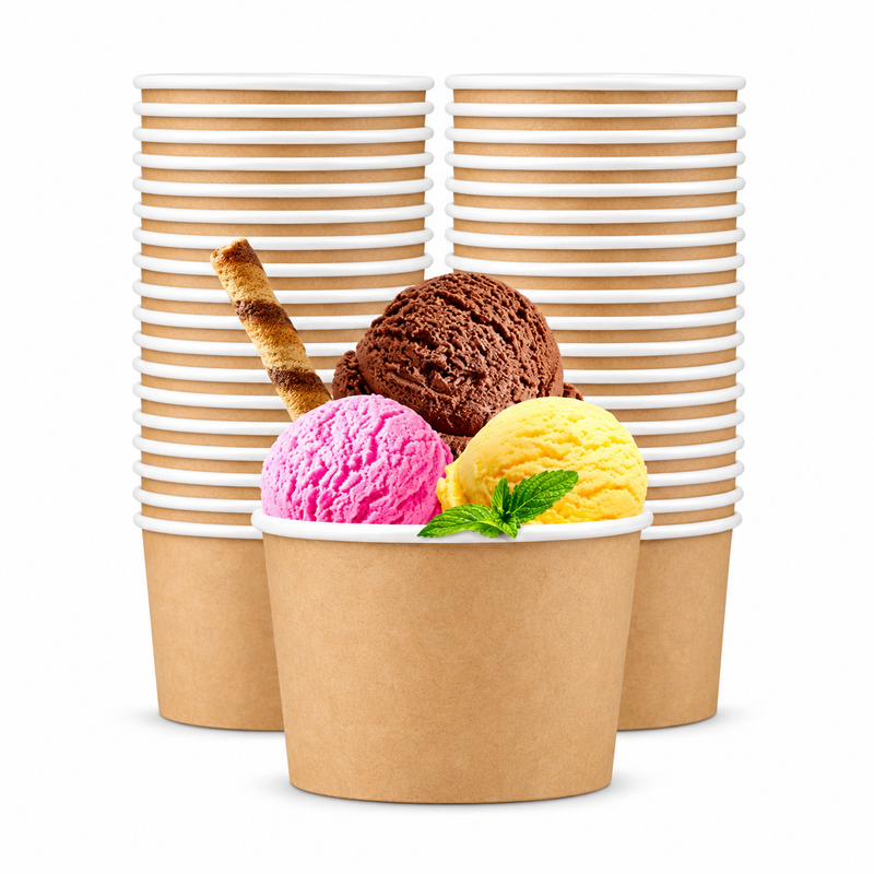 12 oz Brown/White Paper Ice Cream / Frozen Yogurt Cup - 1000/Case
