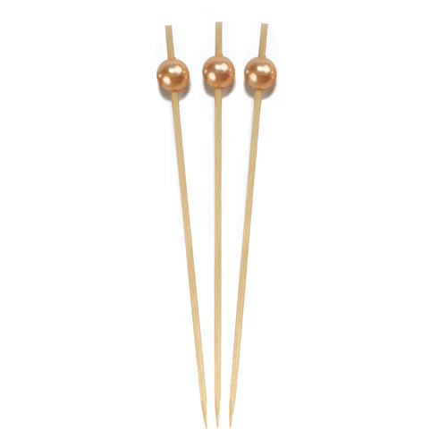 Natural Bamboo Champagne Sphere Food Pick 3.9 in. - 200/Case