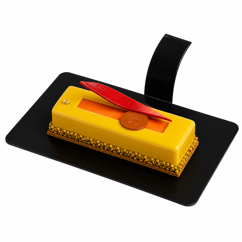 Rectangular Black Recyclable Single Serve Dessert Board with tab - 100/Case